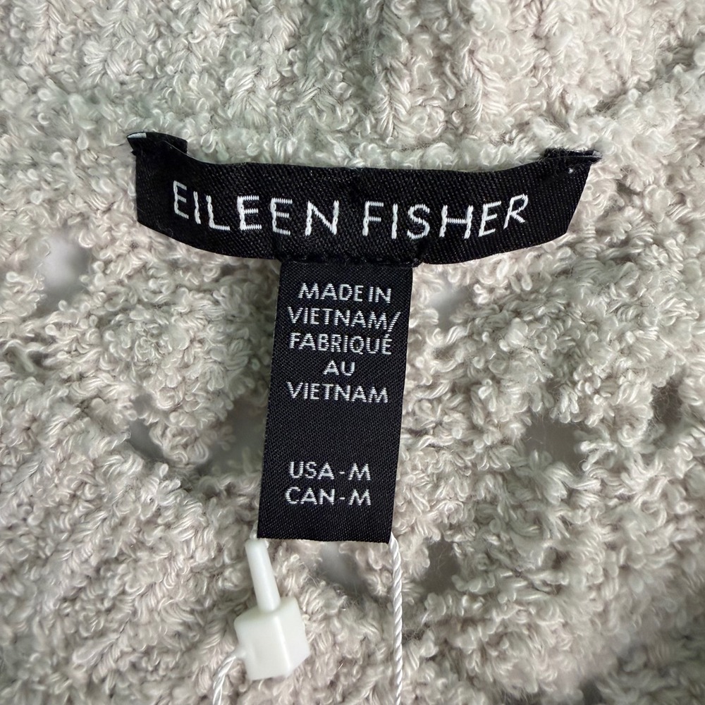 Eileen Fisher M Tan Organic Cotton Fluff Bracelet Sleeve Top Cashmere Knit NWT - Picture 7 of 16